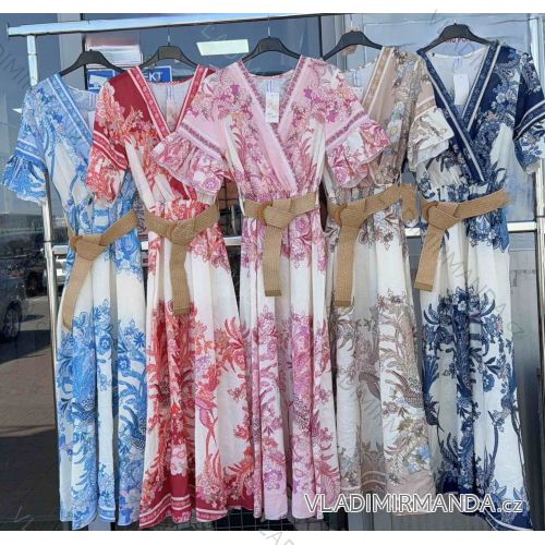 Kurzärmliges Sommer-Freizeitkleid für Damen (S/M/L EINHEITSGRÖSSE) ITALIAN FASHION IMWGB25022