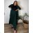 Damen Warmes Langarmkleid (L / XL ONE SIZE) ITALIAN FASHION IM421MIA zelená smaragdová 56/58