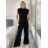 Langes Chiffon-Kurzarmkleid für Damen (S/M ONE SIZE) ITALIAN FASHION IMWGS231048 S / M / L schwarz