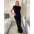 Langes Chiffon-Kurzarmkleid für Damen (S/M ONE SIZE) ITALIAN FASHION IMWGS231048 S / M / L schwarz