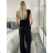 Langes Chiffon-Kurzarmkleid für Damen (S/M ONE SIZE) ITALIAN FASHION IMWGS231048 S / M / L schwarz