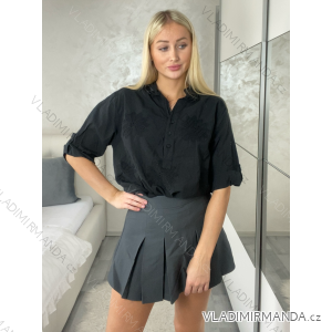 Langarm-Damenhemden mit 3/4 Ärmeln und dünner Tasche (uni sl) ITALIAN Fashion IM318335
