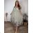 Langes Sommerkleid 3/4 Langarm Damen übergroß (48/50/52 Einheitsgröße) ITALIAN FASHION IM425172  hellblau