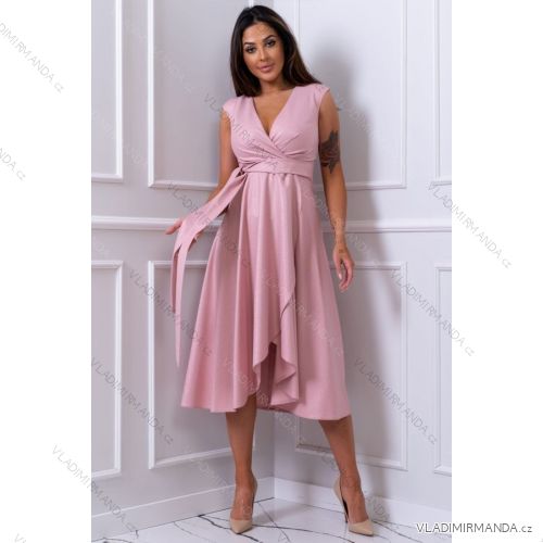 Damen Plus Size (42-46) langes elegantes ärmelloses Partykleid POLISH FASHION PMLBC23265-10 50 Rose alte Rose