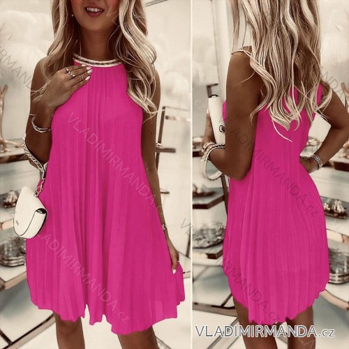 Sommerkleid Damen (uni sl) MODA ITALY IMD20299 dunkelrosa S / M / L