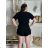 Overall Sommer kurz elegant Kurzarm Damen (S / M ONE SIZE) ITALIAN FASHION IMD22498 -   schwarz -   44/46