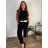 Shirt verlängert 3/4 Langarm Damen (L/XL/2XL ONE SIZE) ITALIAN FASHION IM423025  schwarz