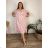 Langes Sommerkleid mit Gürtel, Musselin, kurze Ärmel, Damen, Übergröße (48/50 Einheitsgröße), ITALIAN FASHION IM424428 44/46 weiß