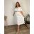 Langes Sommerkleid mit Gürtel, Musselin, kurze Ärmel, Damen, Übergröße (48/50 Einheitsgröße), ITALIAN FASHION IM424428 44/46 weiß