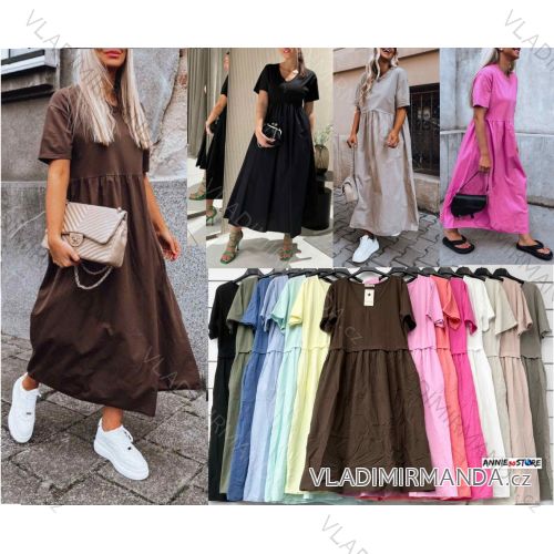 Kurzärmliges Sommer-Freizeitkleid für Damen (S/M/L EINHEITSGRÖSSE) ITALIAN FASHION IMWGB25022