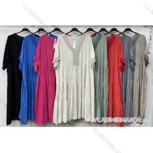 Sommerkleid mit kurzen Ärmeln für Damen in Übergröße (46/48/50 Einheitsgröße) POLISH FASHION IMWHA251408