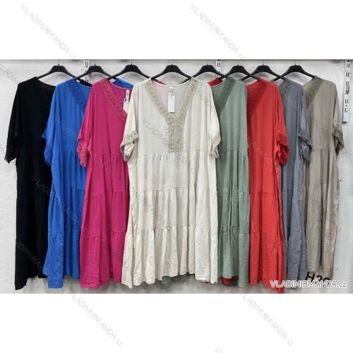 Sommerkleid mit kurzen Ärmeln für Damen in Übergröße (46/48/50 Einheitsgröße) POLISH FASHION IMWHA251408