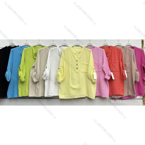 Tunika-Shirt 3/4 Langarm Musselin Damen (S/M/L Einheitsgröße) ITALIAN FASHION IMWHB251414
