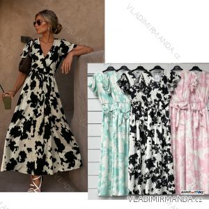 Langes Chiffon-Kurzarmkleid für Damen (S/M ONE SIZE) ITALIAN FASHION IMWGS231048