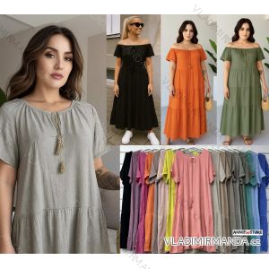 Langes Chiffon-Kurzarmkleid für Damen (S/M ONE SIZE) ITALIAN FASHION IMWGS231048