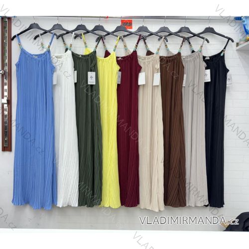 Langes Chiffon-Kurzarmkleid für Damen (S/M ONE SIZE) ITALIAN FASHION IMWGS231048