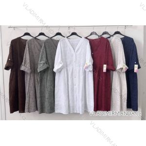 Langes Chiffon-Kurzarmkleid für Damen (S/M ONE SIZE) ITALIAN FASHION IMWGS231048