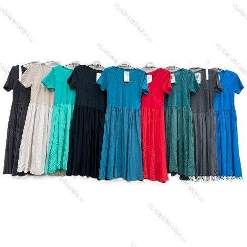 Langes Chiffon-Kurzarmkleid für Damen (S/M ONE SIZE) ITALIAN FASHION IMWGS231048