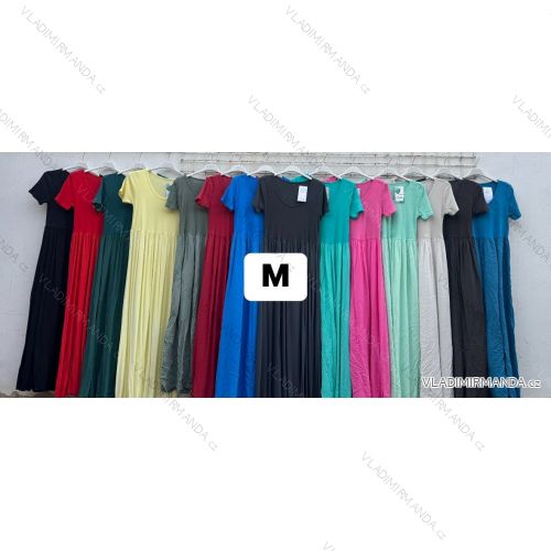 Langes Chiffon-Kurzarmkleid für Damen (S/M ONE SIZE) ITALIAN FASHION IMWGS231048