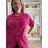 Langes lässiges Kurzarm-Damenkleid, übergroß (42/44/46 Einheitsgröße) ITALIENISCHE MODE IMD2525370 44/46/48 dunkelrosa