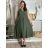 Damen-Sommerkleid mit kurzen Ärmeln (44/46/48 Einheitsgröße) ITALIAN FASHION IM424287 S / M / L grünes Khaki