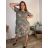 Leinenkleid Kurzarm Damen übergroß (42/44/46 Einheitsgröße) ITALIENISCHE MODE IM7250002