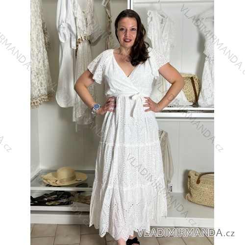 Damen-Sommerkleid mit 3/4-Ärmeln (Einheitsgröße S/M) INDIAN FASHION IMPEM23R9923 -   weiß -   L / XL