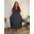 Langes lässiges Kurzarm-Damenkleid, übergroß (42/44/46 Einheitsgröße) ITALIENISCHE MODE IMD2525370 -   šedá tmavá -
