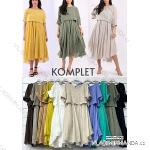Langes Chiffon-Kurzarmkleid für Damen (S/M ONE SIZE) ITALIAN FASHION IMWGM23456