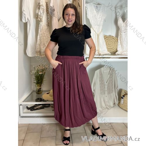 Elegante Hose mit Gürtel für Damen (S/M/L ONE SIZE) ITALIAN FASHION IM425057 M/L/XL Wein