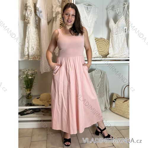 Kurzärmliges Sommer-Freizeitkleid für Damen (S/M/L EINHEITSGRÖSSE) ITALIAN FASHION IMWGB25022 S / M / L růžová světlá
