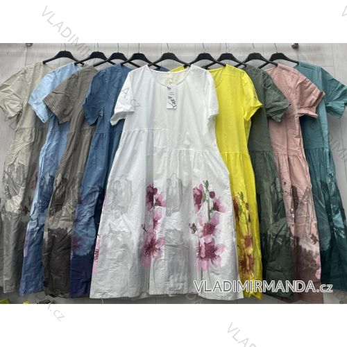 Langes Chiffon-Kurzarmkleid für Damen (S/M ONE SIZE) ITALIAN FASHION IMWGM23456