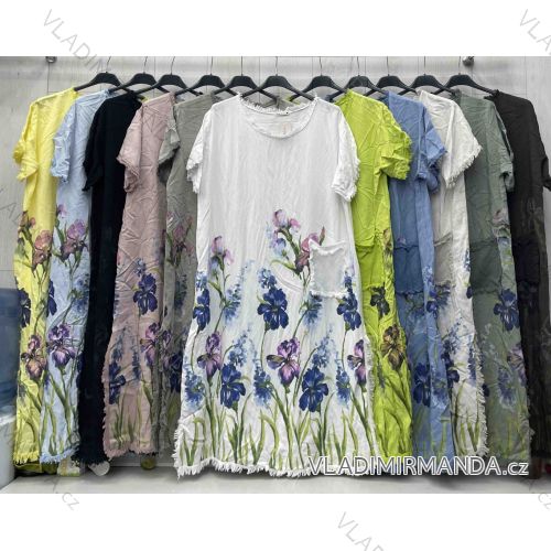 Langes Chiffon-Kurzarmkleid für Damen (S/M ONE SIZE) ITALIAN FASHION IMWGM23456
