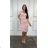 Damenkleid in Übergröße, elegant, kurzärmelig (4050 Einheitsgröße) POLISH FASHION PMLBT24ELENA 40 růžová světlá