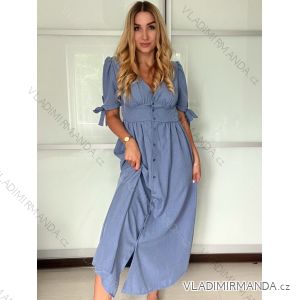 Langes Chiffon-Kurzarmkleid für Damen (S/M ONE SIZE) ITALIAN FASHION IMWGS231048