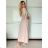 Langes Chiffon-Kurzarmkleid für Damen (S/M ONE SIZE) ITALIAN FASHION IMWGS231048 -   beige -   S / M