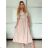 Langes Chiffon-Kurzarmkleid für Damen (S/M ONE SIZE) ITALIAN FASHION IMWGS231048 -   beige -   S / M