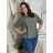 Damen-Tunika in Übergröße mit kurzen Ärmeln (42/58 Einheitsgröße) ITALIAN FASHION IMBM24053  grünes Khaki