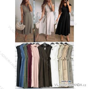 Langes Chiffon-Kurzarmkleid für Damen (S/M ONE SIZE) ITALIAN FASHION IMWGM23456