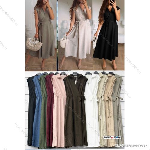 Langes Chiffon-Kurzarmkleid für Damen (S/M ONE SIZE) ITALIAN FASHION IMWGM23456
