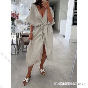 Lässiges Sommerkleid aus Musselin mit kurzen Ärmeln für Damen (S/M/L Einheitsgröße) ITALIENISCHE MODE IMWGB252284