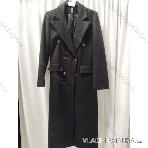 Kabát flaušový teplý dlouhý dámský (UNI S/M) ITALSKÁ MÓDA IMD20159 -   schwarz -   S / M / L