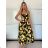 Langes Chiffon-Kurzarmkleid für Damen (S/M ONE SIZE) ITALIAN FASHION IMWGS231048
