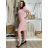 Damenkleid in Übergröße, elegant, kurzärmelig (4050 Einheitsgröße) POLISH FASHION PMLBT24ELENA 40 Rose alte Rose