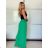 Langes Sommerkleid aus Musselin mit kurzen Ärmeln für Damen (XS/S/M Einheitsgröße) ITALIAN FASHION IMD25022 -   grün -   S / M / L