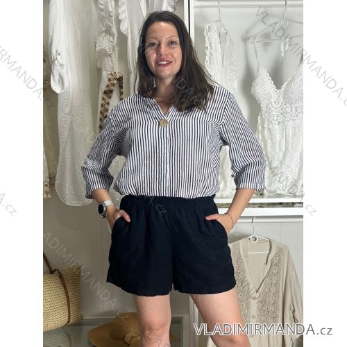 Kurzarmhemd Kleid Kleid (uni L-2XL) ITALIENISCH MODA IMS20002  blau