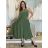 Damen-Sommerkleid mit kurzen Ärmeln (44/46/48 Einheitsgröße) ITALIAN FASHION IM424287 S / M / L grünes Khaki