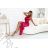 580-5 AURORA Langes Satin One-Shoulder-Kleid mit Rose und Schlitz | Rosa