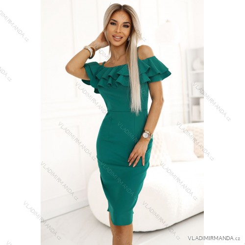 599-2 CARMEN Figurbetontes Midikleid im spanischen Stil - grün