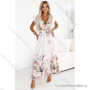 609-1 Satin-Maxikleid mit tiefem Ausschnitt und floralem Ombre – Boho-Eleganz